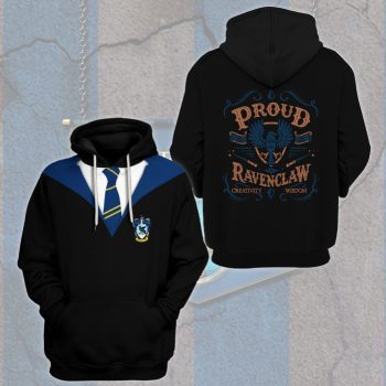 Harry Potter Proud Ravenclaw Hogwarts Uniform Unisex Pullover 3D Hoodie - Black IHT1855