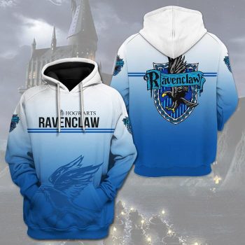 Harry Potter Ravenclaw House Hogwarts Unisex Pullover 3D Hoodie - Ombre Blue White IHT1862