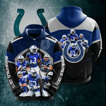 Indianapolis Colts Football Team Signatures Unisex 3D Pullover Hoodie - Black IHT1446