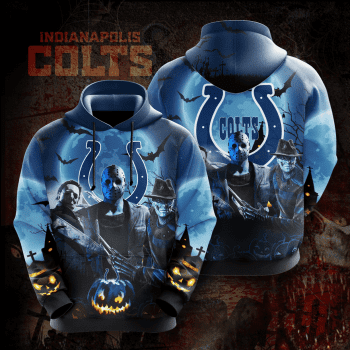 Indianapolis Colts Friday the 13th Halloween Theme 3D Unisex Pullover Hoodie - Blue IHT2556
