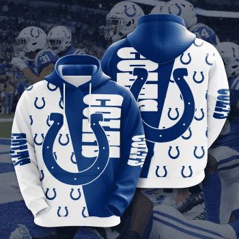 Indianapolis Colts Logo 3D Unisex Pullover Hoodie - Blue White IHT2410