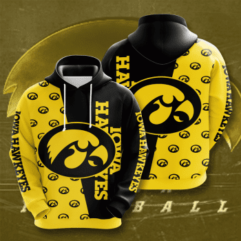 Iowa Hawkeyes Logo 3D Unisex Pullover Hoodie - Black Yellow IHT2296