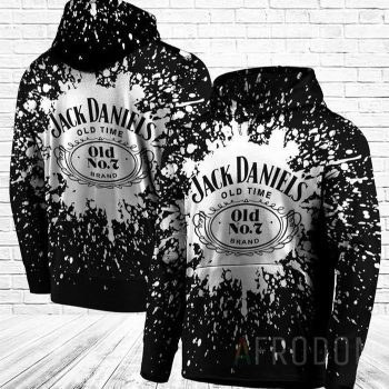 JD Old Time Old No.7 Brand Splash Unisex 3D Pullover Hoodie - Black IHT1994