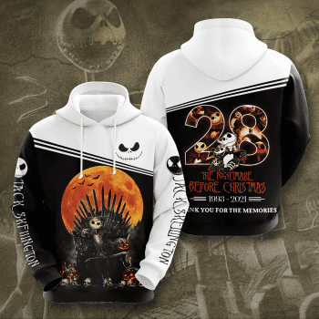 Jack Skellington Disney Cartoon Graphics 28th Annivesary 3D Unisex Pullover Hoodie IHT1812