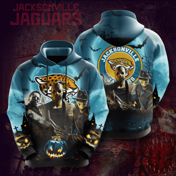 Jacksonville Jaguars Friday the 13th Halloween Theme 3D Unisex Pullover Hoodie - Blue IHT2429
