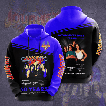 Journey Rock Band Signatures 50th Anniversary 3D Unisex Pullover Hoodie - Black IHT2642