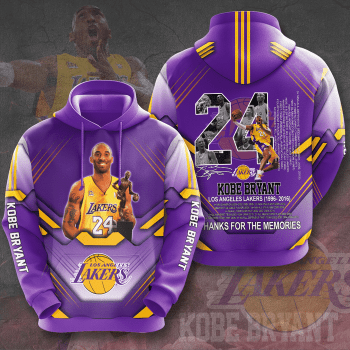 Kobe Bryant 24 Los Angeles Lakers Thanks For The Memories 3D Unisex Pullover Hoodie - Purple IHT2416