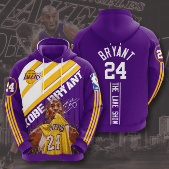 Kobe Bryant 24 Los Angeles Lakers The Lake Show Signatute Unisex 3D Pullover Hoodie - Purple IHT1442