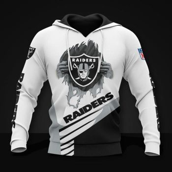 Las Vegas Raiders Football Team Unisex 3D Pullover Hoodie - White IHT1461