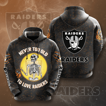 Las Vegas Raiders Never Too Old To Love Raiders Skeleton 3D Unisex Pullover Hoodie - Gray IHT1901