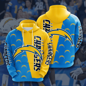 Los Angeles Chargers Big Logo 3D Unisex Pullover Hoodie - Blue Yellow IHT2439