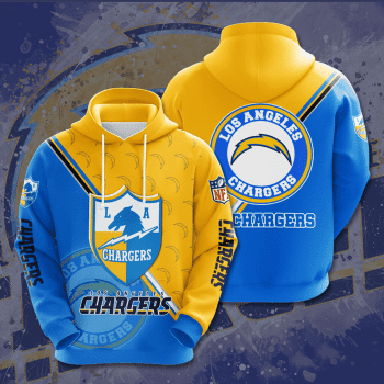 Los Angeles Chargers Big Logo 3D Unisex Pullover Hoodie - Yellow Blue IHT2320