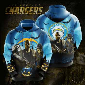 Los Angeles Chargers Friday the 13th Halloween Theme 3D Unisex Pullover Hoodie - Blue IHT2478