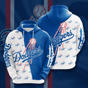 Los Angeles Dodgers Baseball Team 3D Bomber Pullover Hoodie - Blue IHT1566