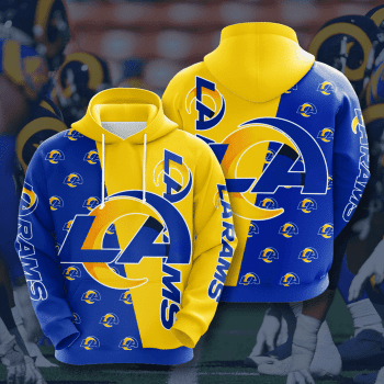 Los Angeles Rams Logo 3D Unisex Pullover Hoodie - Neon Blue Yellow IHT2357