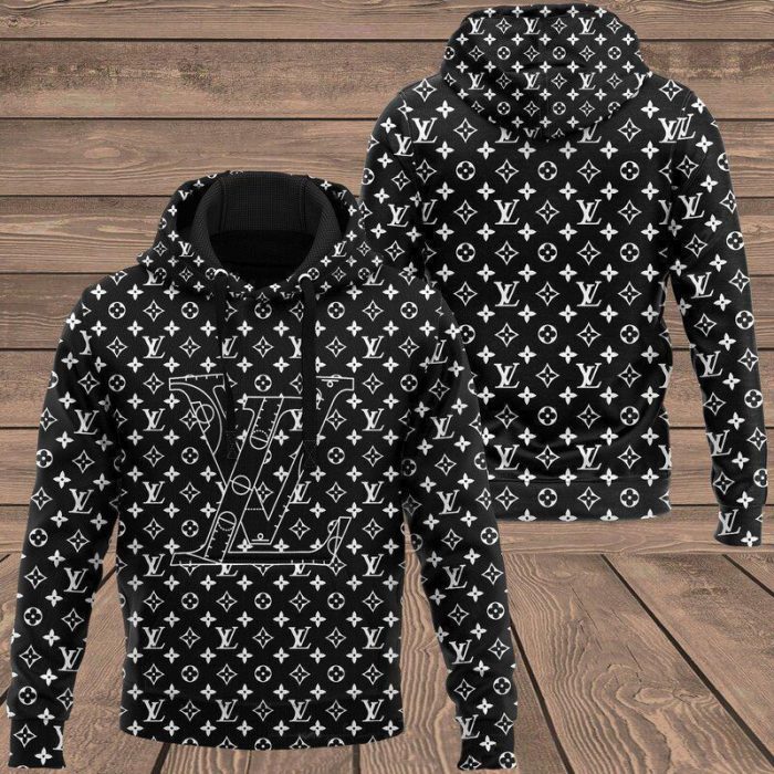 Louis Vuitton Black Unisex 3D Hoodie For Men Women LV Luxury Pullover IHT1181