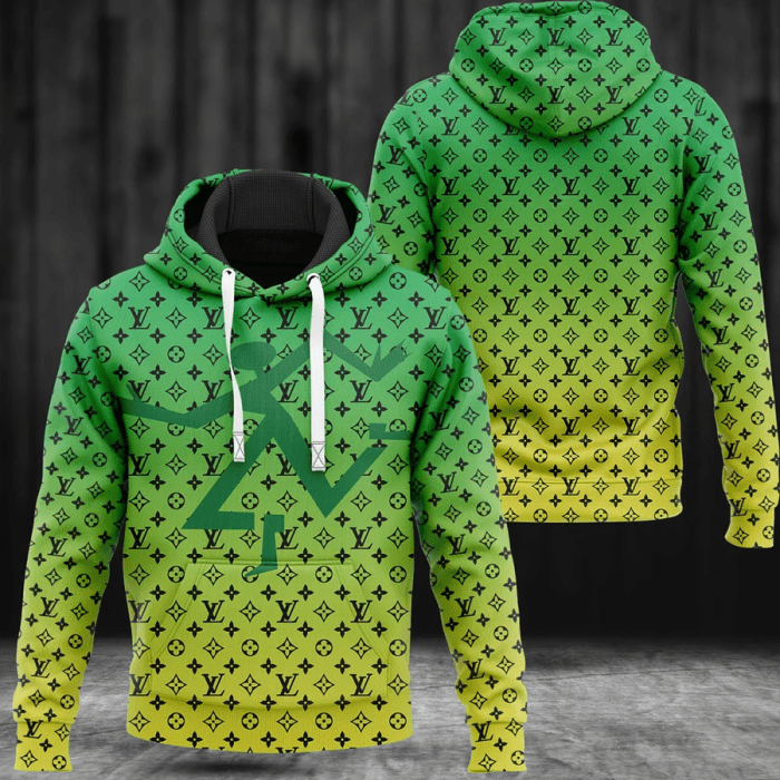 Louis Vuitton Green Unisex 3D Hoodie For Men Women LV Luxury Pullover IHT1291