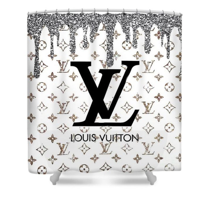 Louis Vuitton Logo Luxury Shower Curtain