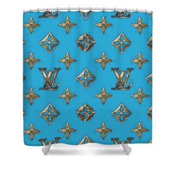 Louis Vuitton Luxury Shower Curtain Blue And Silver