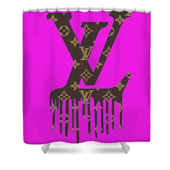 Louis Vuitton Luxury Shower Curtain Brown And Purple