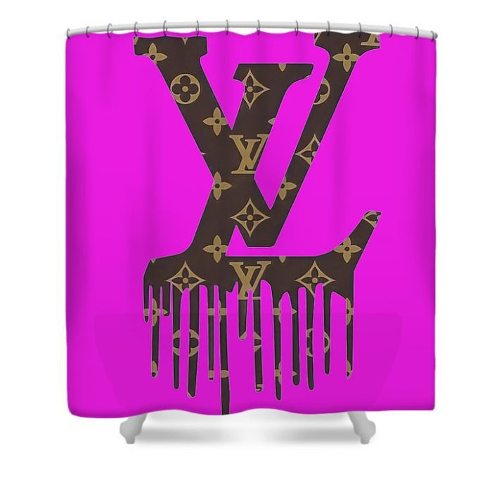 Louis Vuitton Luxury Shower Curtain Brown And Purple