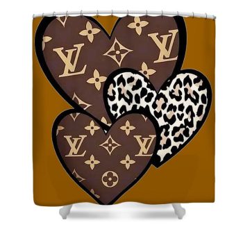 Louis Vuitton Luxury Shower Curtain Brown Heart