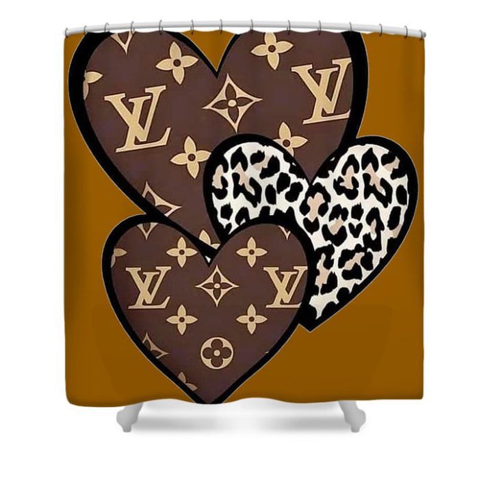 Louis Vuitton Luxury Shower Curtain Brown Heart
