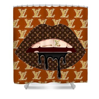 Louis Vuitton Luxury Shower Curtain Brown Lip