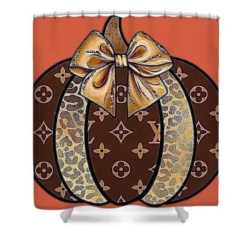 Louis Vuitton Luxury Shower Curtain Brown Pumpkin