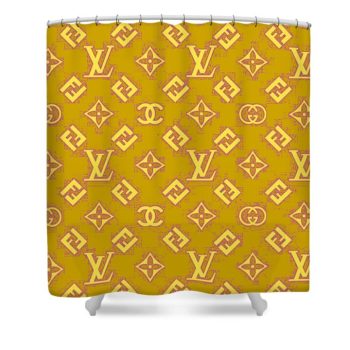 Louis Vuitton Luxury Shower Curtain Gold