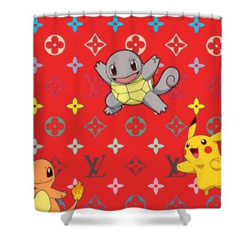 Louis Vuitton Luxury Shower Curtain Pokemon