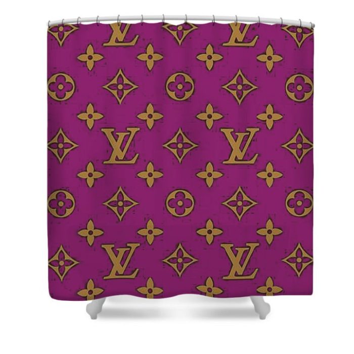Louis Vuitton Luxury Shower Curtain Purple And Gold