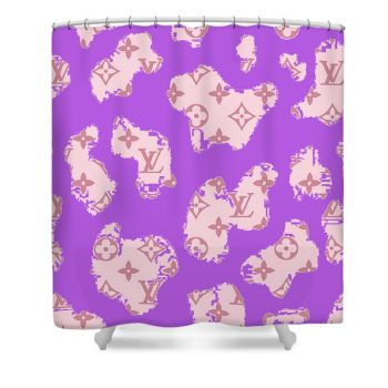 Louis Vuitton Luxury Shower Curtain Purple Map
