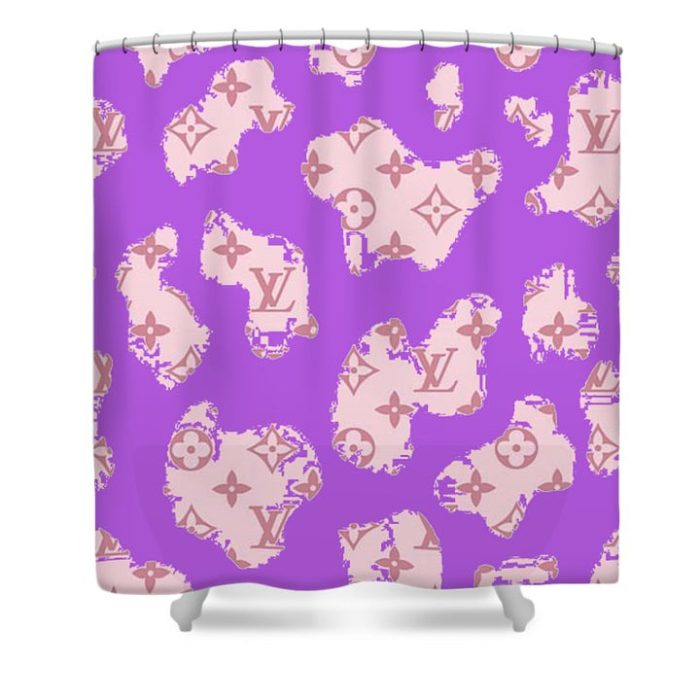 Louis Vuitton Luxury Shower Curtain Purple Map