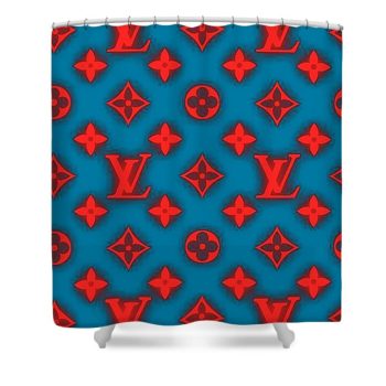 Louis Vuitton Luxury Shower Curtain Red And Blue