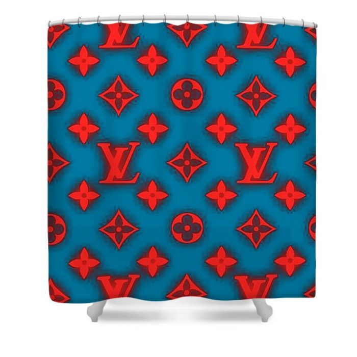 Louis Vuitton Luxury Shower Curtain Red And Blue