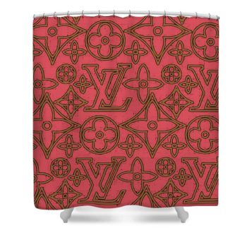Louis Vuitton Luxury Shower Curtain Red And Gold