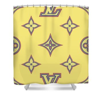 Louis Vuitton Luxury Shower Curtain Yellow