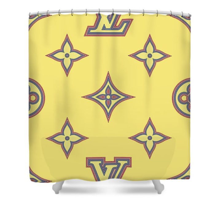 Louis Vuitton Luxury Shower Curtain Yellow