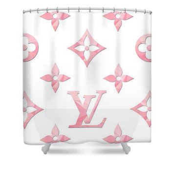 Louis Vuitton Pink Logo Luxury Shower Curtain