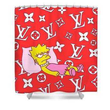Louis Vuitton Red Luxury Shower Curtain