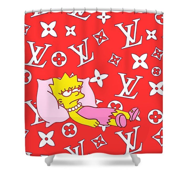 Louis Vuitton Red Luxury Shower Curtain