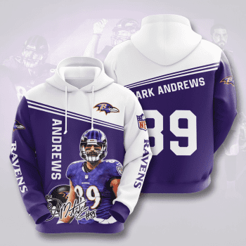 Mark Andrews 89 Baltimore Ravens 3D Unisex Pullover Hoodie - Purple White IHT1678
