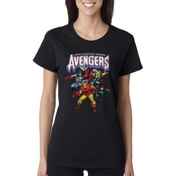 Marvel Avengers Classic Vintage Group Shot Women Lady T-Shirt