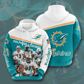 Miami Dolphins Football Team Dolphins Legends Unisex 3D Pullover Hoodie - Blue IHT1560