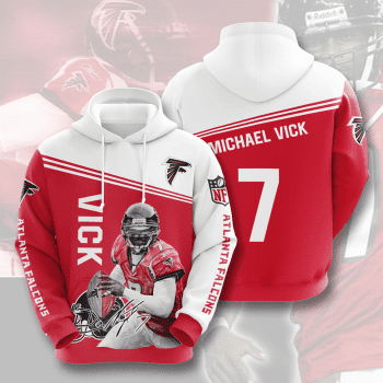 Michael Vick 7 Signature Atlanta Falcons 3D Unisex Pullover Hoodie - Red White IHT2474