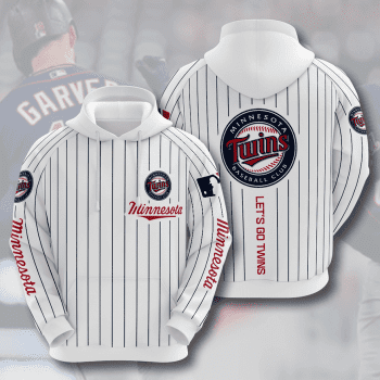 Minnesota Twins Let's Go Twins 3D Pinstripe Unisex Pullover Hoodie - White IHT1777