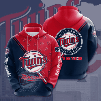 Minnesota Twins Logo Let's Go Twins 3D Unisex Pullover Hoodie - Red Navy IHT1816