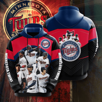 Minnesota Twins Team 3D Unisex Pullover Hoodie - Black Red IHT1870