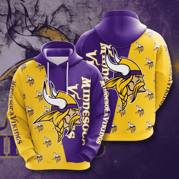 Minnesota Vikings Big Logo 3D Unisex Pullover Hoodie - Purple Yellow IHT2330